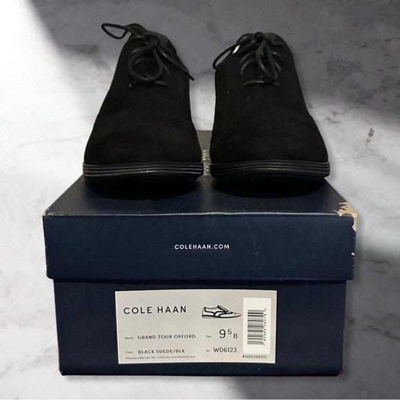 NIB Cole Haan Grand Tour Suede Wintip Oxford In Black Suede Women’s Size 9.5 - Picture 1 of 9